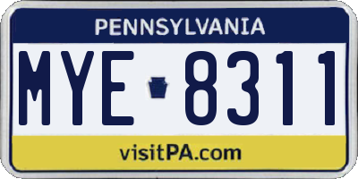 PA license plate MYE8311