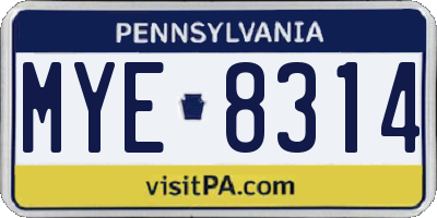 PA license plate MYE8314