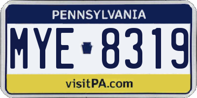 PA license plate MYE8319