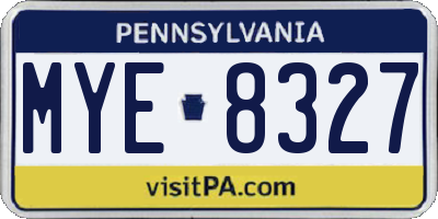 PA license plate MYE8327