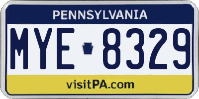 PA license plate MYE8329