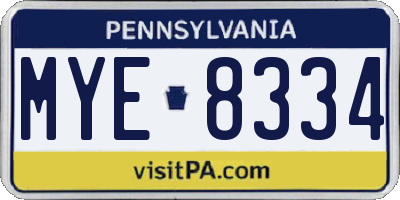 PA license plate MYE8334