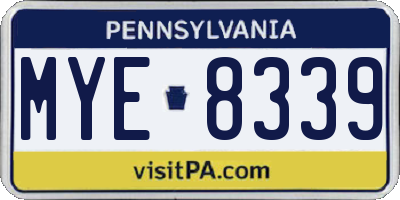 PA license plate MYE8339