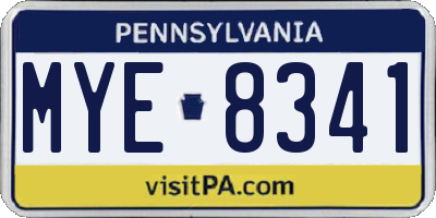 PA license plate MYE8341