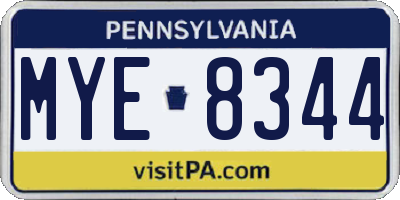 PA license plate MYE8344