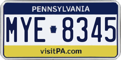 PA license plate MYE8345