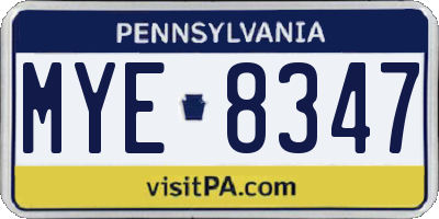 PA license plate MYE8347