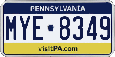 PA license plate MYE8349
