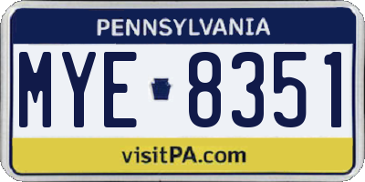 PA license plate MYE8351