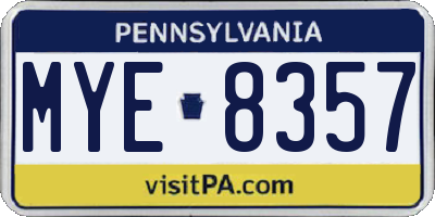 PA license plate MYE8357