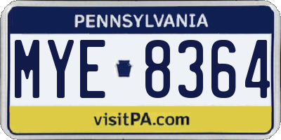 PA license plate MYE8364