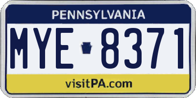 PA license plate MYE8371