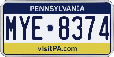PA license plate MYE8374
