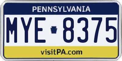 PA license plate MYE8375