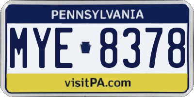 PA license plate MYE8378