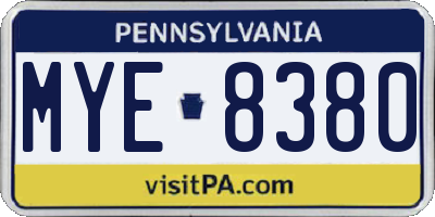 PA license plate MYE8380