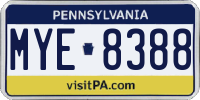 PA license plate MYE8388