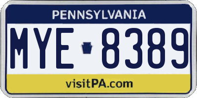 PA license plate MYE8389