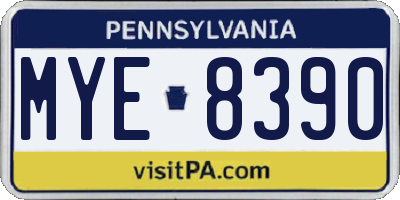 PA license plate MYE8390