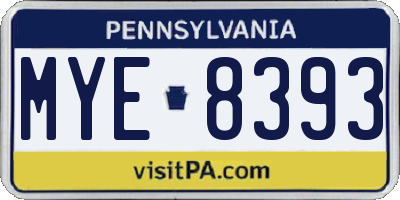 PA license plate MYE8393
