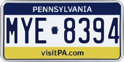 PA license plate MYE8394