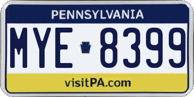 PA license plate MYE8399