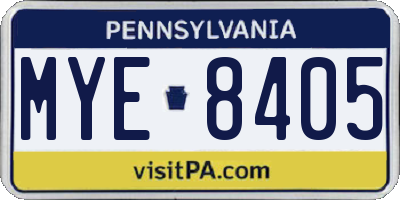 PA license plate MYE8405