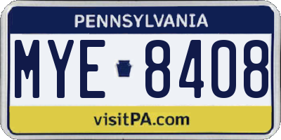 PA license plate MYE8408