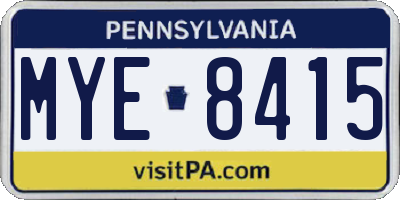 PA license plate MYE8415