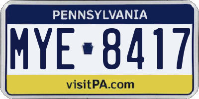 PA license plate MYE8417