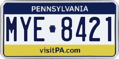 PA license plate MYE8421