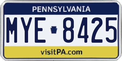 PA license plate MYE8425