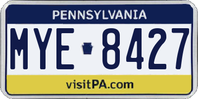 PA license plate MYE8427