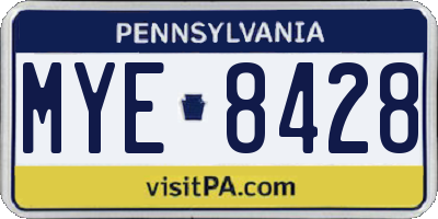 PA license plate MYE8428