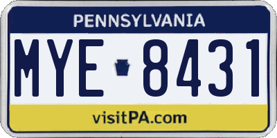 PA license plate MYE8431