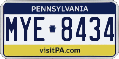 PA license plate MYE8434
