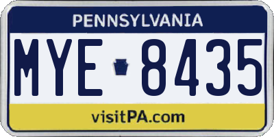 PA license plate MYE8435