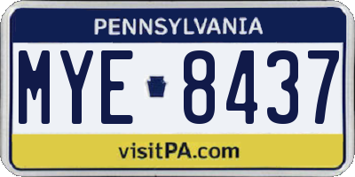 PA license plate MYE8437