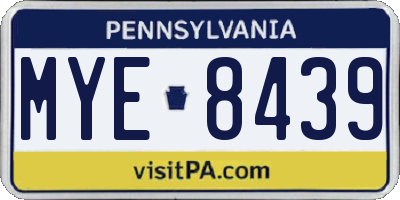 PA license plate MYE8439