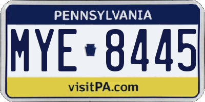 PA license plate MYE8445