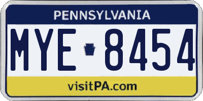 PA license plate MYE8454