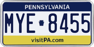 PA license plate MYE8455