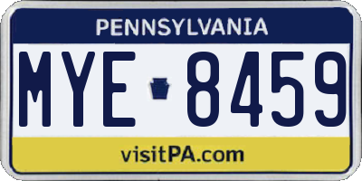 PA license plate MYE8459