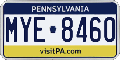 PA license plate MYE8460