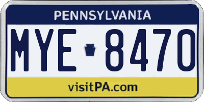 PA license plate MYE8470