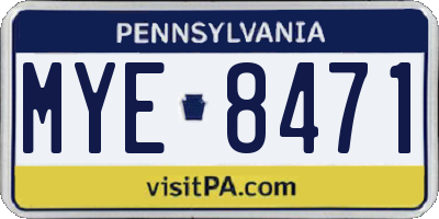 PA license plate MYE8471