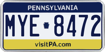 PA license plate MYE8472