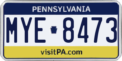 PA license plate MYE8473