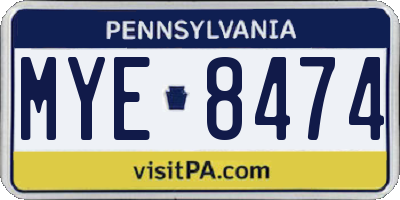 PA license plate MYE8474