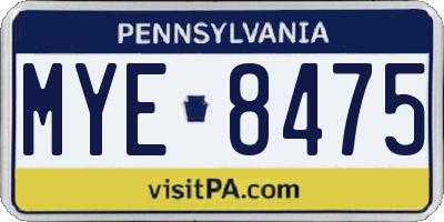 PA license plate MYE8475
